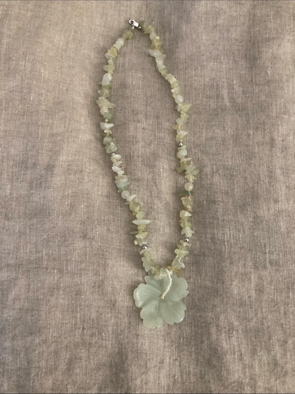 Green Floral Jade Chip Necklace - Women Jewelry